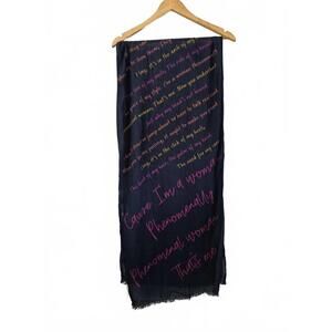 Uncommon Goods Phenomenal Woman Large Rectangular Scarf Navy Blue Graphic Print